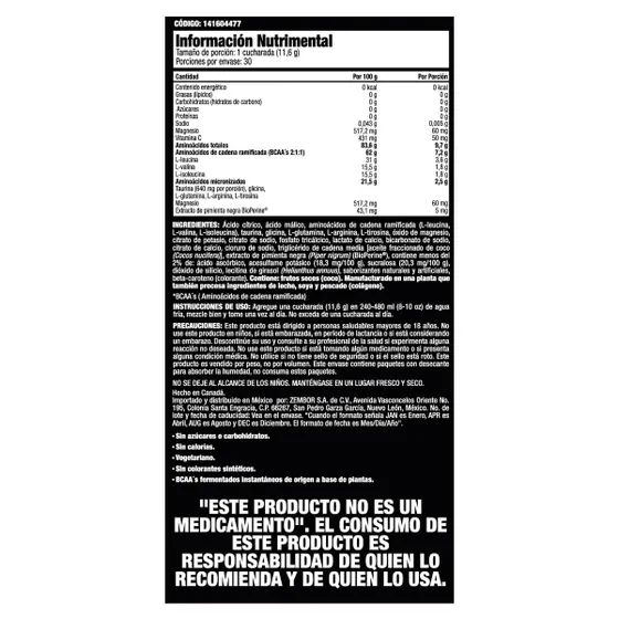 Mutant Bcaa 30 Servs 9.7 Aminos 348grs